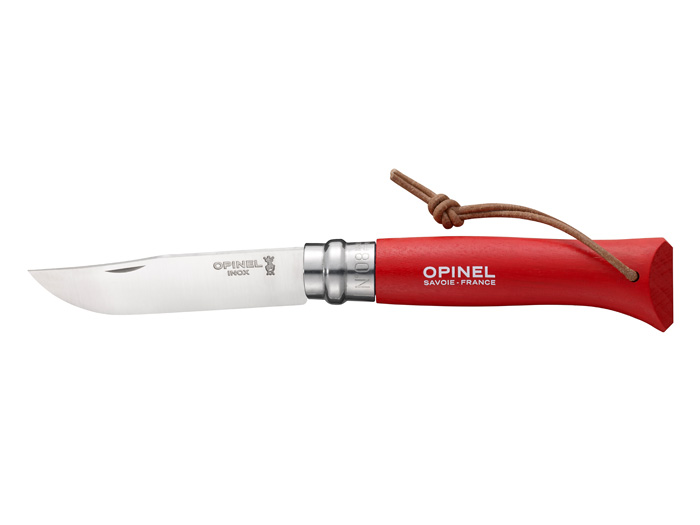 Opinel Inox Colorama 08 Red rzemień+etui